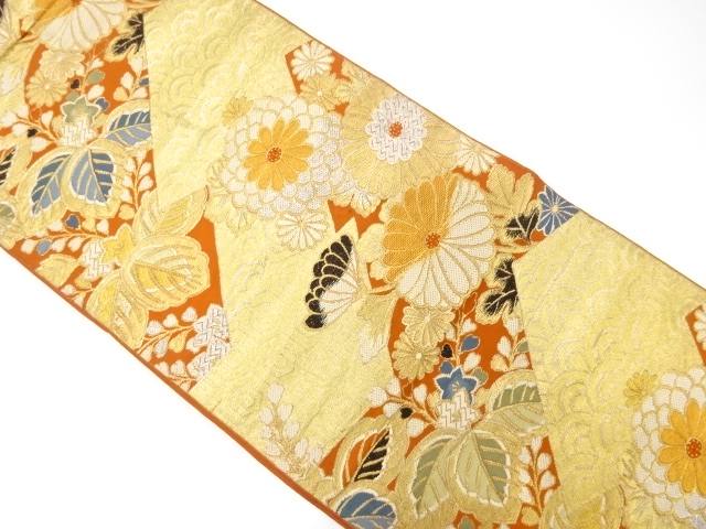 JAPANESE KIMONO / ANTIQUE FUKURO OBI / SILK / WOVEN CLASSICAL PATTERN